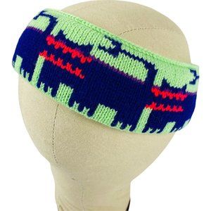 Murray Merkley RARE Vintage 90s Virgin Wool Headband Handmade Cat Green Purple